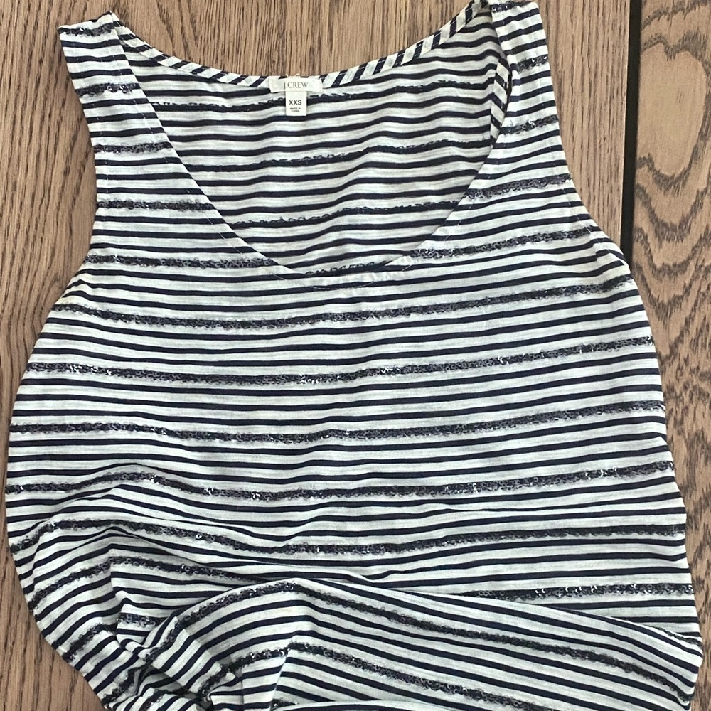 J. Crew navy/white stripe sequin tank - XXS